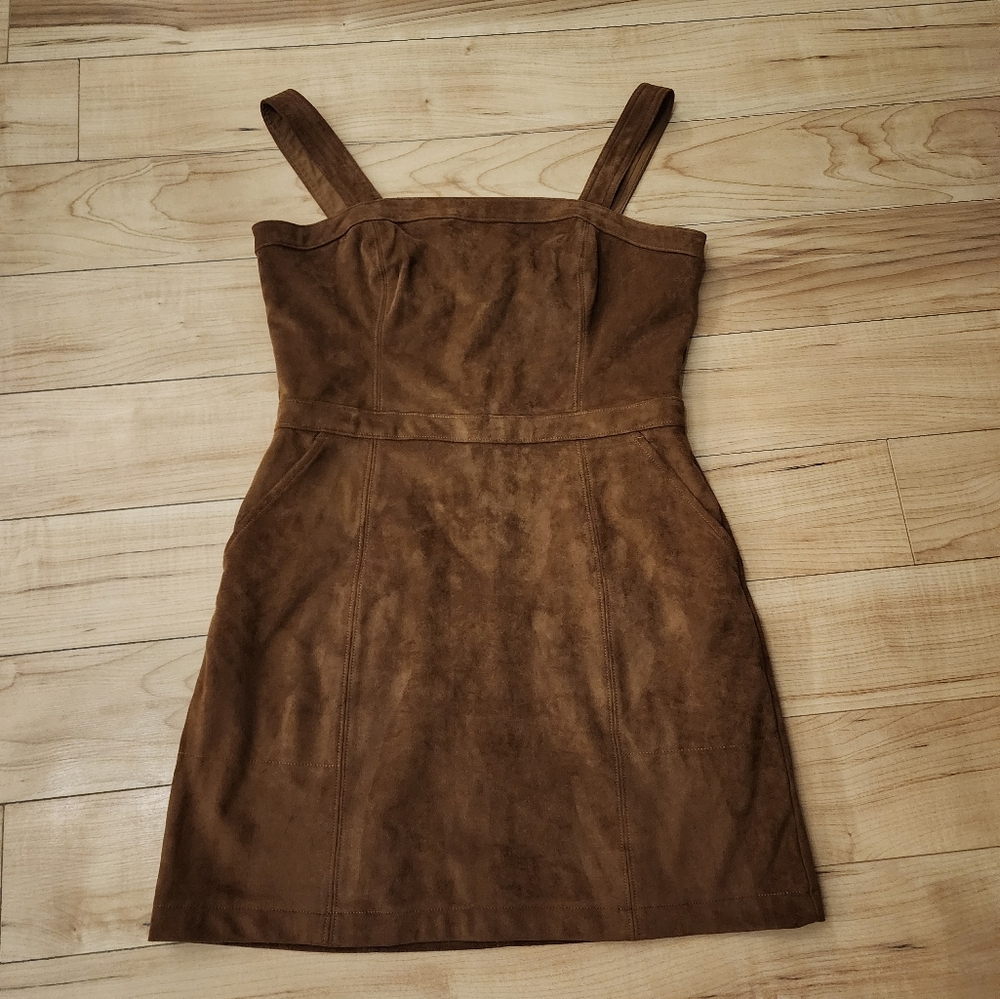 Abercrombie & Fitch suede brown overall dress size medium